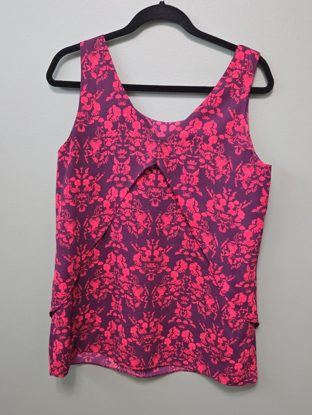 Women’s Cabi Sleeveless Floral Overlay Top - Pink on Purple